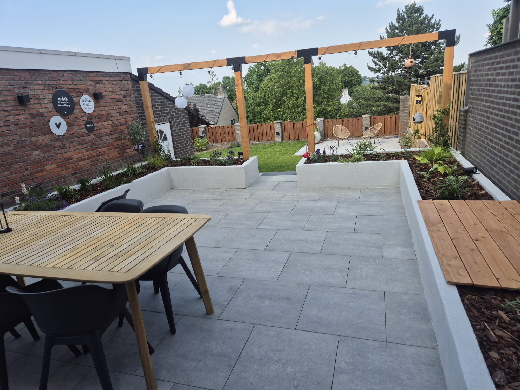 Achtertuin met pergola